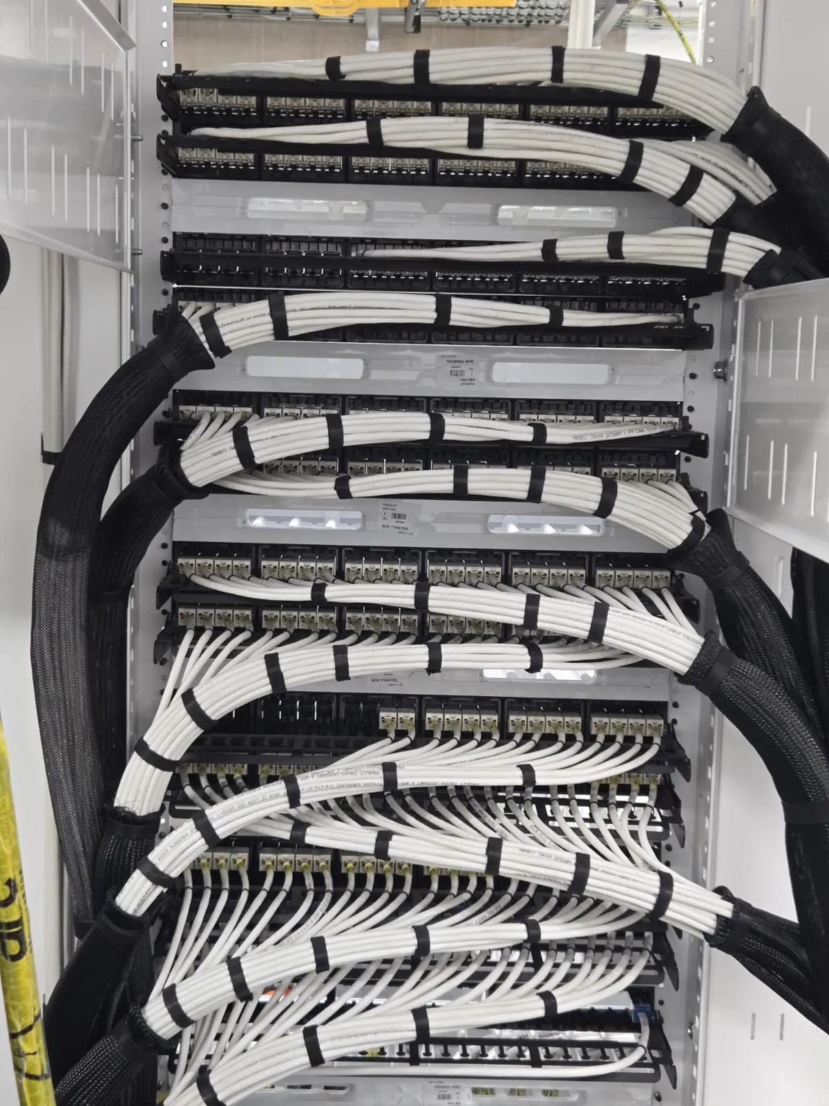 Professionally dressed patch cabling in a server comms rack